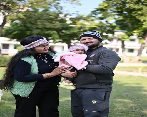 Happy indian family walking in park active lifestyle
